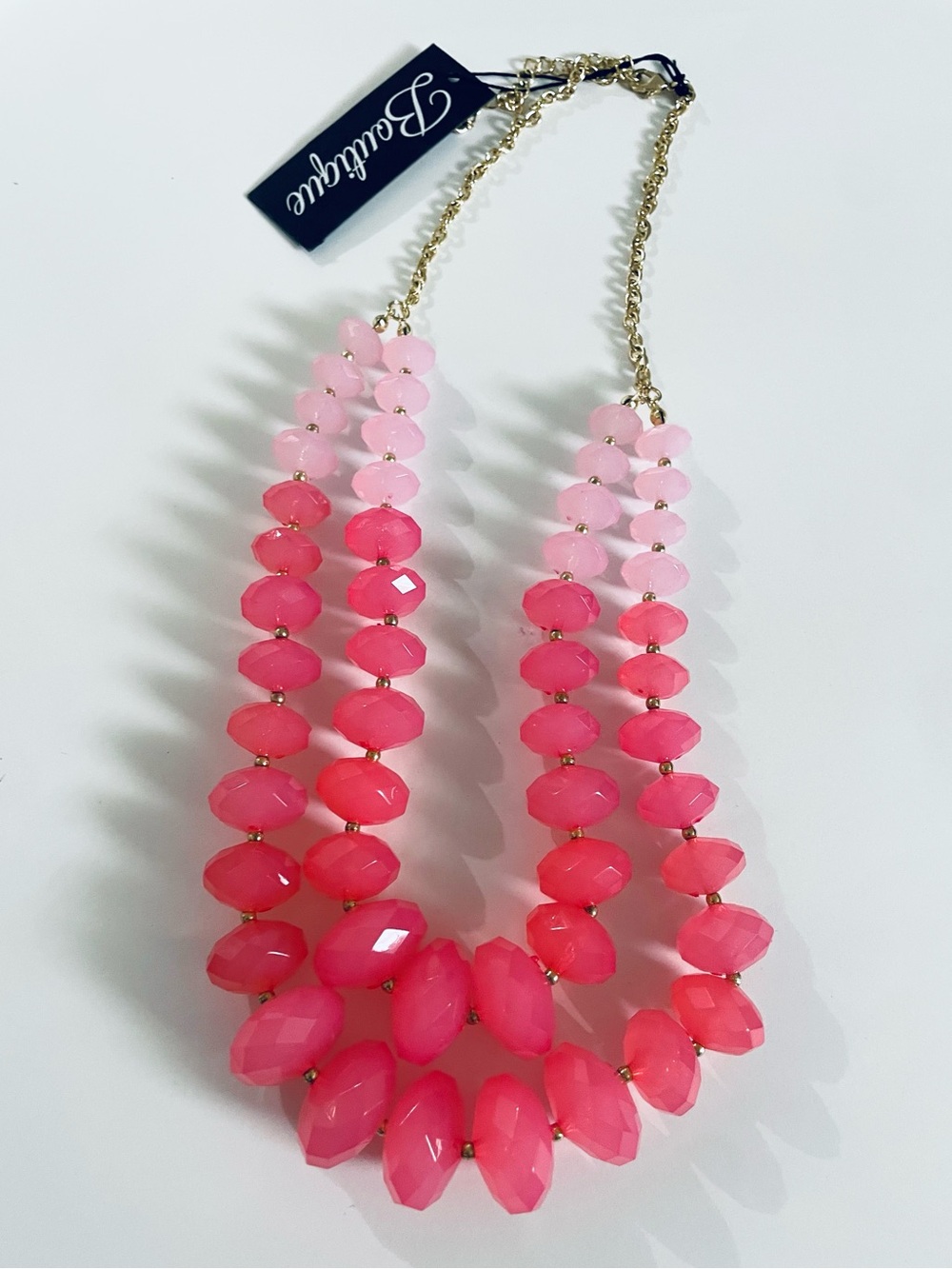 Pink Ombre Double-Strand Beaded Necklace